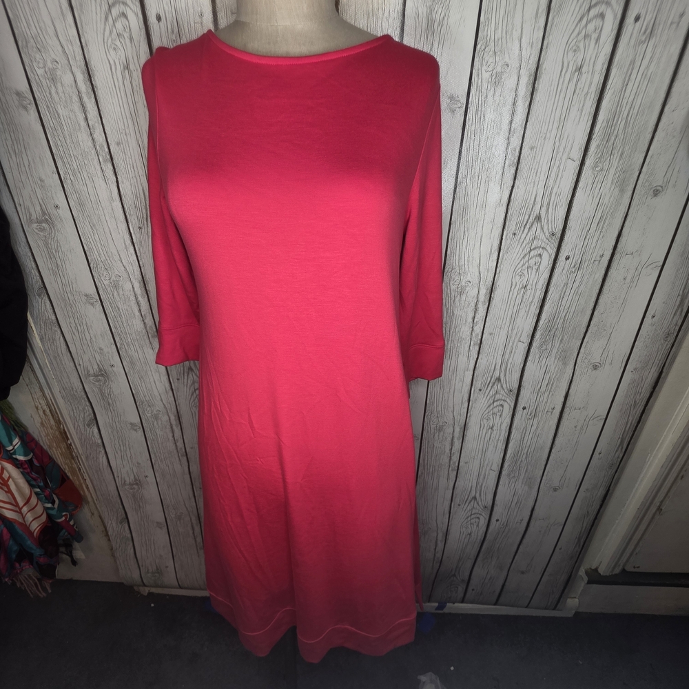 Donna Ricco New York Pink 3/4 Sleeve V-Back Knit Dress - Size M